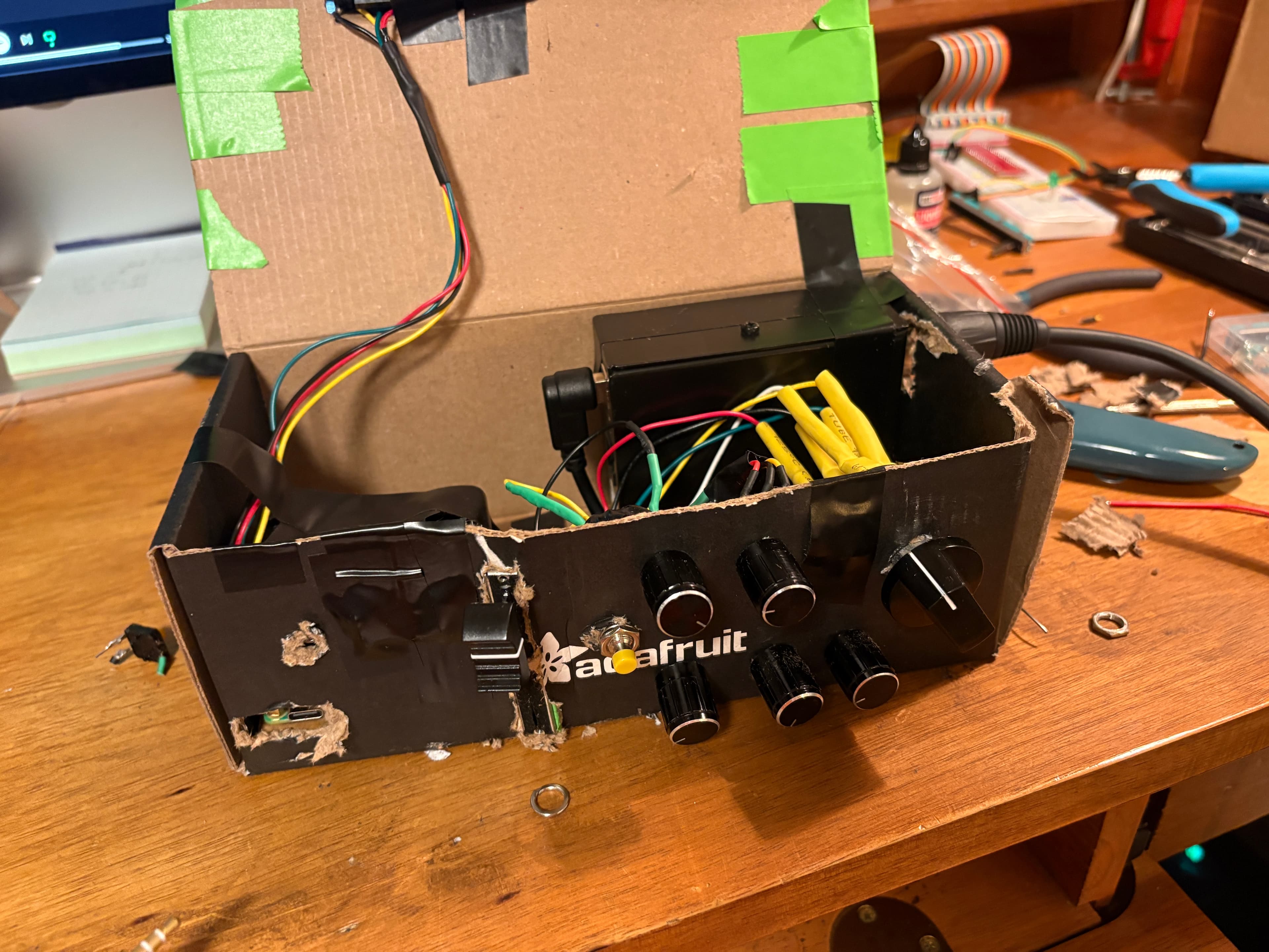 Cardboard prototype enclosure, front